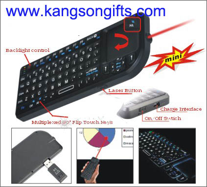 2.4G wireless laser keyboard with touch pad
